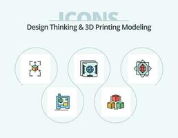Design Thinking And D Printing Modeling Line Filled Icon Pack 5 Icon Design. . eye. box. sketching. visual vector