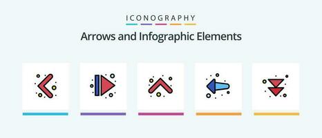Arrow Line Filled 5 Icon Pack Including . down. multimedia. Creative Icons Design vector