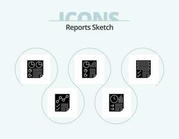 Reports Sketch Glyph Icon Pack 5 Icon Design. document. bars. paper. two. page vector