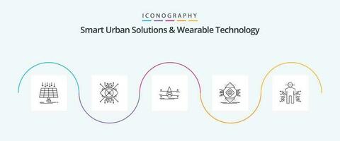 inteligente urbano soluciones y usable tecnología línea 5 5 icono paquete incluso ubicuo. ubicomp. ojo. inteligente ciudad. limpiar vector