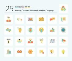 Human Centered Business And Modern Company 25 Flat Color icon pack including chat. year. presentation. mounth. calendar vector