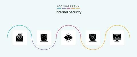 Internet Security Glyph 5 Icon Pack Including data. shield. eye. protect. internet vector