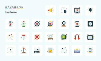 25 Hardware Flat color icon pack vector