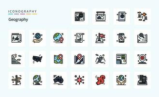 25 Geo Graphy Line Filled Style icon pack vector