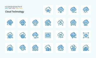 25 Cloud Technology Blue icon pack vector