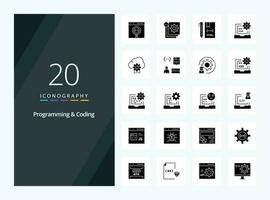 20 Programming And Coding Solid Glyph icon for presentation vector