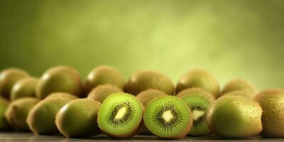 Kiwi fruit healthy food, copy space background, AI Generated photo