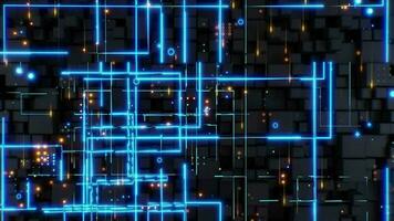 abstrato eletrônico azul o circuito borda fundo. artificial inteligência. futuro tecnologia video