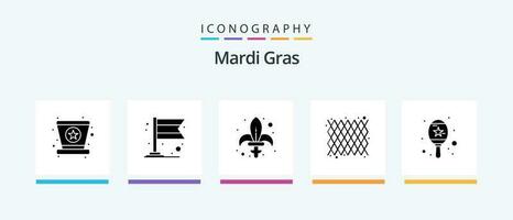 Mardi Gras Glyph 5 Icon Pack Including maracas. pattern. gras. mardi gras. carnival. Creative Icons Design vector