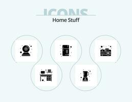 Home Stuff Glyph Icon Pack 5 Icon Design. photo. cam. refrigerator. freezer vector