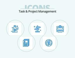 Task And Project Management Blue Icon Pack 5 Icon Design. computer. navigation. creative. direction. money vector