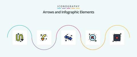 flecha línea lleno plano 5 5 icono paquete incluso alinear. arriba. abajo. flechas Derecha vector
