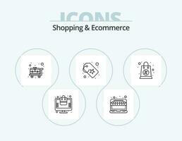 Shopping and Ecommerce Line Icon Pack 5 Icon Design. report. analytics. ecommerce. shopping. compass vector