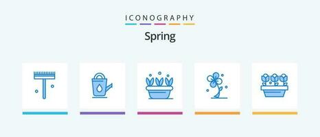 Spring Blue 5 Icon Pack Including flower. nature. growth. flower. flora. Creative Icons Design vector