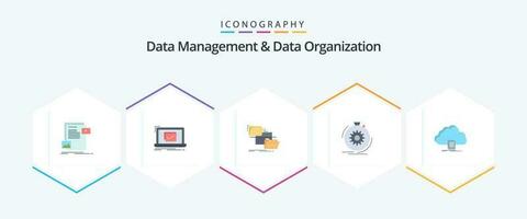 Data Management And Data Organization 25 Flat icon pack including performance. action. good. copy. management vector