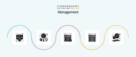 Management Glyph 5 Icon Pack Including website. globe. search. global. documents vector