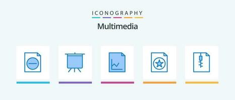 Multimedia Blue 5 Icon Pack Including . graph. zip. archive. Creative Icons Design vector