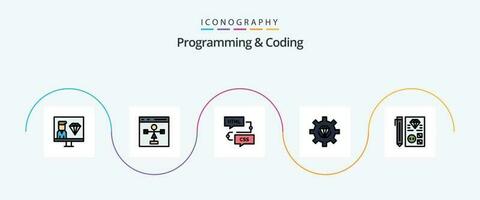 Programming And Coding Line Filled Flat 5 Icon Pack Including development. coding. flowchart. programming. development vector