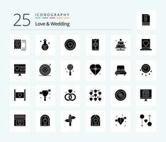 Love And Wedding 25 Solid Glyph icon pack including heart. app. perfume. lover vector