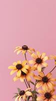 Black eye susan flower blurred background. AI Generated photo