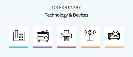 dispositivos línea 5 5 icono paquete incluso . remoto. teléfono. control. disco. creativo íconos diseño vector