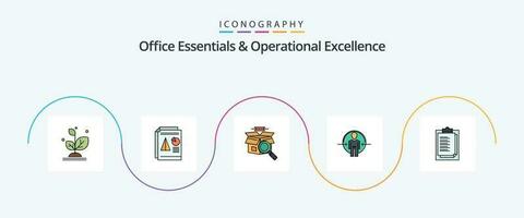 Office Essentials And Operational Exellence Line Filled Flat 5 Icon Pack Including identity. login. business. user. e shopping vector