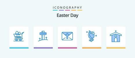 Easter Blue 5 Icon Pack Including celebration. holiday. massege. nature. flower. Creative Icons Design vector