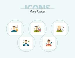 masculino avatar plano icono paquete 5 5 icono diseño. avatar. noticias. científico. medios de comunicación. ancla vector