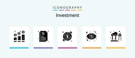Investment Glyph 5 Icon Pack Including investment. bank. growth. view. dollar. Creative Icons Design vector