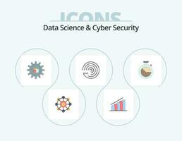 Data Science And Cyber Security Flat Icon Pack 5 Icon Design. time. scince. atoumated. forecasting model. forecasting vector