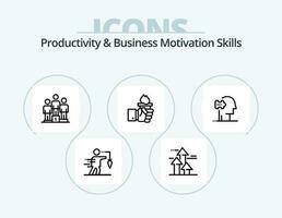 productividad y negocio motivación habilidades línea icono paquete 5 5 icono diseño. empresario. logrado. gestión. habilidades. influencia vector