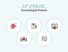 Accounting And Finance Flat Icon Pack 5 Icon Design. bars. mortgage. darts. housing. advice vector