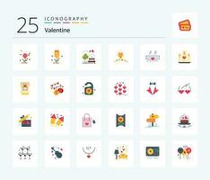 Valentine 25 Flat Color icon pack including diamond. day. park. valentines. outdoor vector