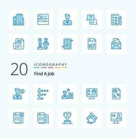 20 Find A Job Blue Color icon Pack like document job find job speaker computer vector