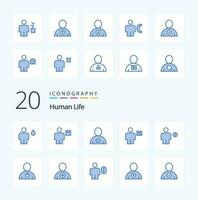 20 Human Blue Color icon Pack like envelope avatar package standby energy vector