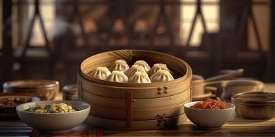 Dumplings is a traditional Chinese steam food, AI Generateand photo