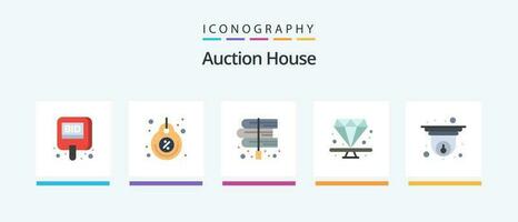 Auction Flat 5 Icon Pack Including jewel. premium. tag. laws. education. Creative Icons Design vector