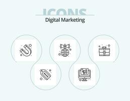 Digital Marketing Line Icon Pack 5 Icon Design. research. connection. premium. money. business vector