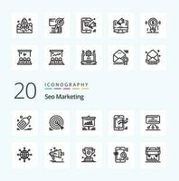 20 Seo Marketing Line icon Pack like mobile chart arrow business chart vector