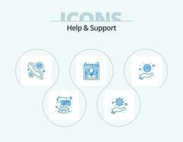 Help And Support Blue Icon Pack 5 Icon Design. question. faq. help. support. customer vector