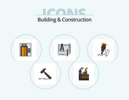 edificio y construcción línea lleno icono paquete 5 5 icono diseño. reparar. edificio. reparar. perforar. edificio vector