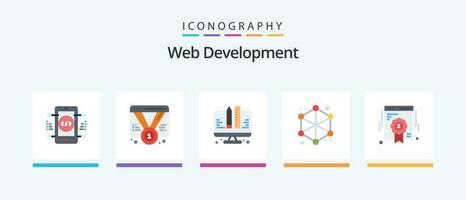 Web Development Flat 5 Icon Pack Including badge. server. web. data. web. Creative Icons Design vector