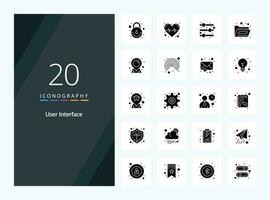 20 User Interface Solid Glyph icon for presentation vector