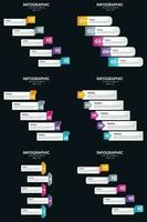 plantilla de diapositiva de presentación del paquete de infografías vectoriales 6 diagramas de ciclo de 5 pasos y líneas de tiempo vector