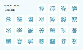 25 Night Party Blue icon pack vector