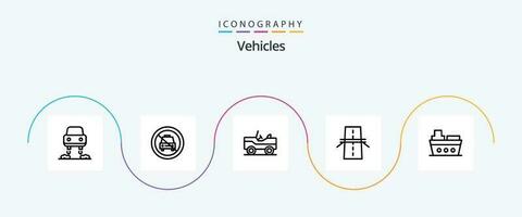 vehículos línea 5 5 icono paquete incluso marina. carretera. militar. red. construcción vector