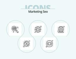 Marketing Seo Line Icon Pack 5 Icon Design. laptop. monitor. screen. data. quality vector