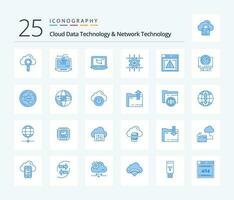 Cloud Data Technology And Network Technology 25 Blue Color icon pack including computer. error. setting . codiing.  file vector