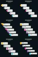 Vector 6 Infographics Pack Presentation slide template 5 Steps cycle diagrams and timelines