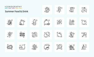 25 Summer Food  Drink Line icon pack vector